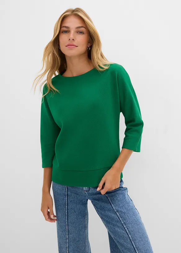 Maglia strutturata in interlock di misto cotone, bonprix