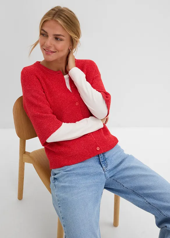 Cardigan ampio in misto lana morbido, bonprix