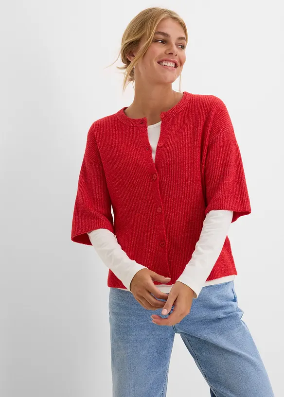 Cardigan ampio in misto lana morbido, bonprix