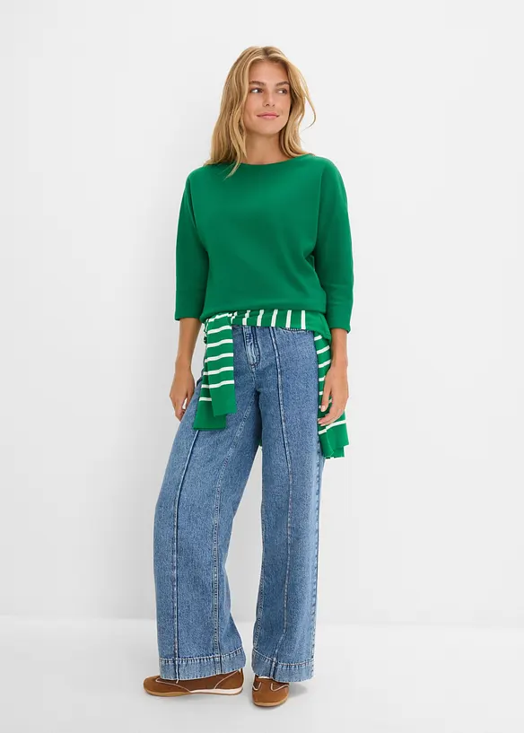 Maglia strutturata in interlock di misto cotone, bonprix