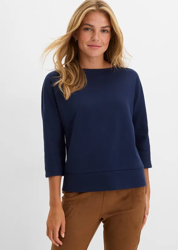 Maglia strutturata in interlock di misto cotone, bonprix