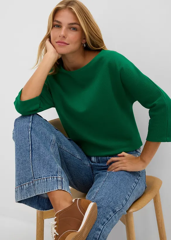 Maglia strutturata in interlock di misto cotone, bonprix