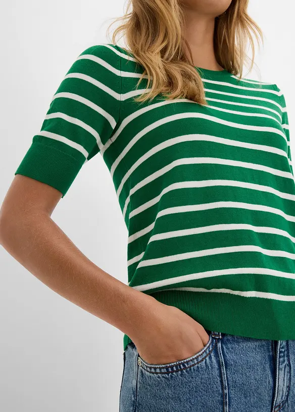 Maglione a maniche corte in filato fine di misto viscosa, bonprix