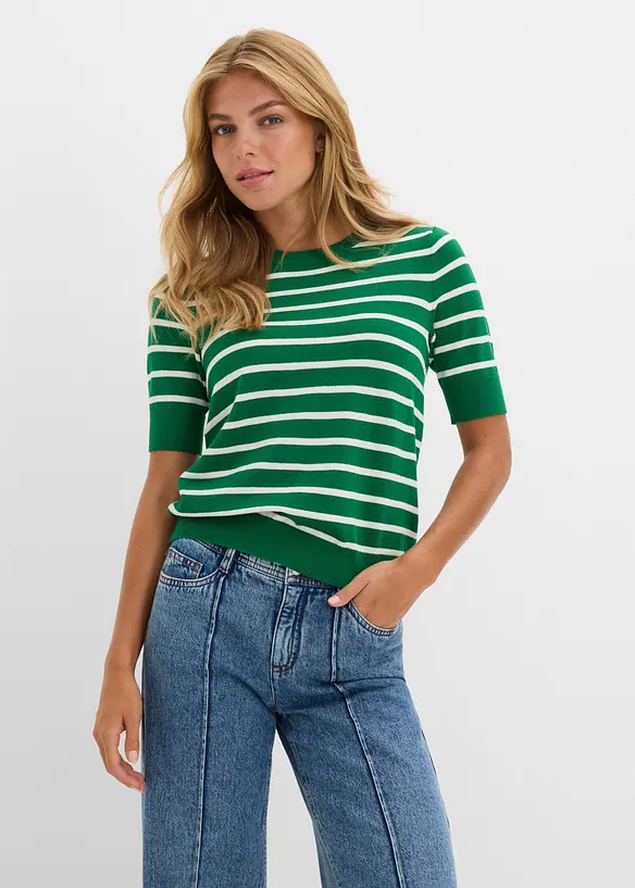 Maglione a maniche corte in filato fine di misto viscosa, bonprix