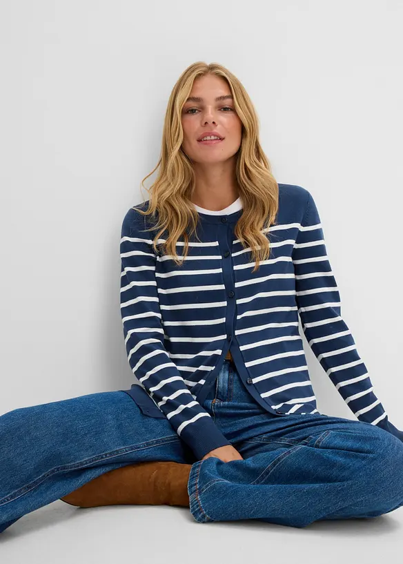 Cardigan in filato fine di misto viscosa morbido, bonprix
