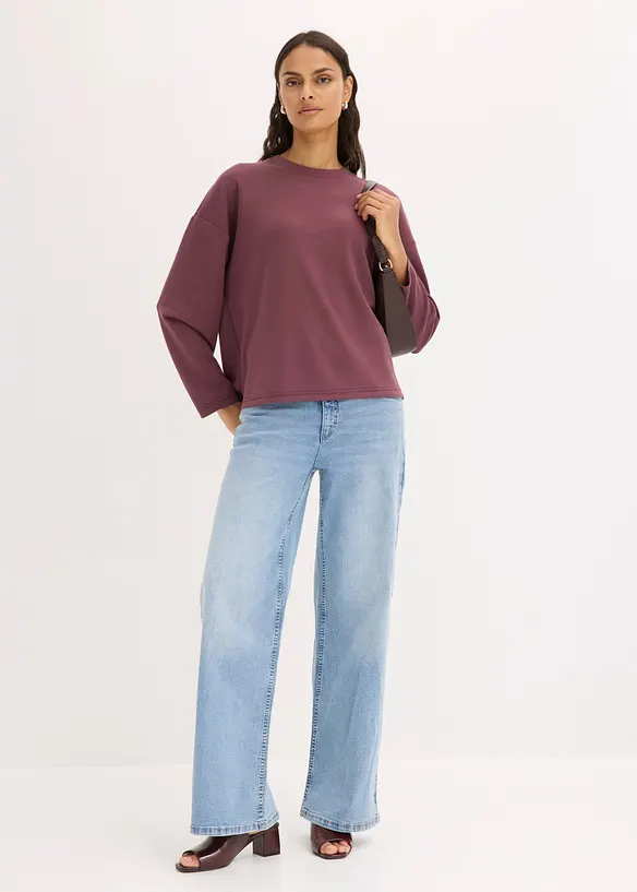 Felpa oversize in misto viscosa effetto neoprene, bonprix