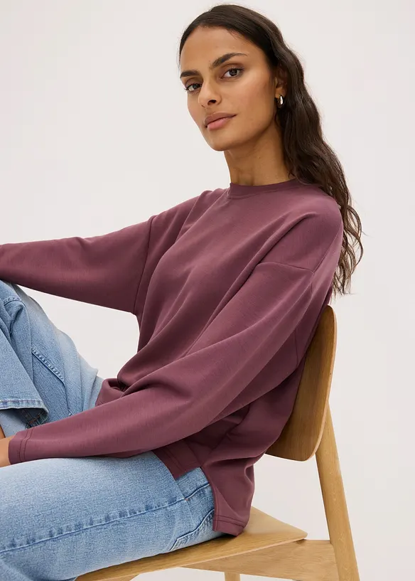 Felpa oversize in misto viscosa effetto neoprene, bonprix