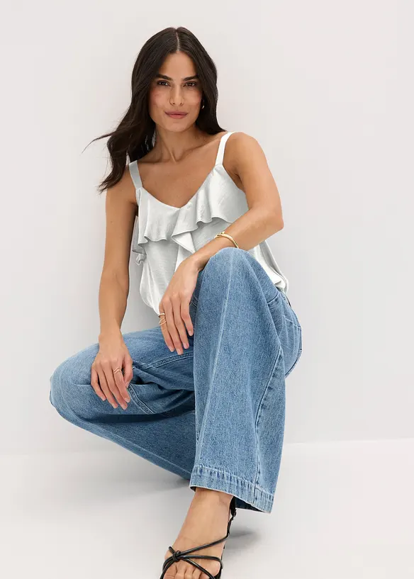 Jeans wide leg extra lunghi low stretch, vita media, bonprix