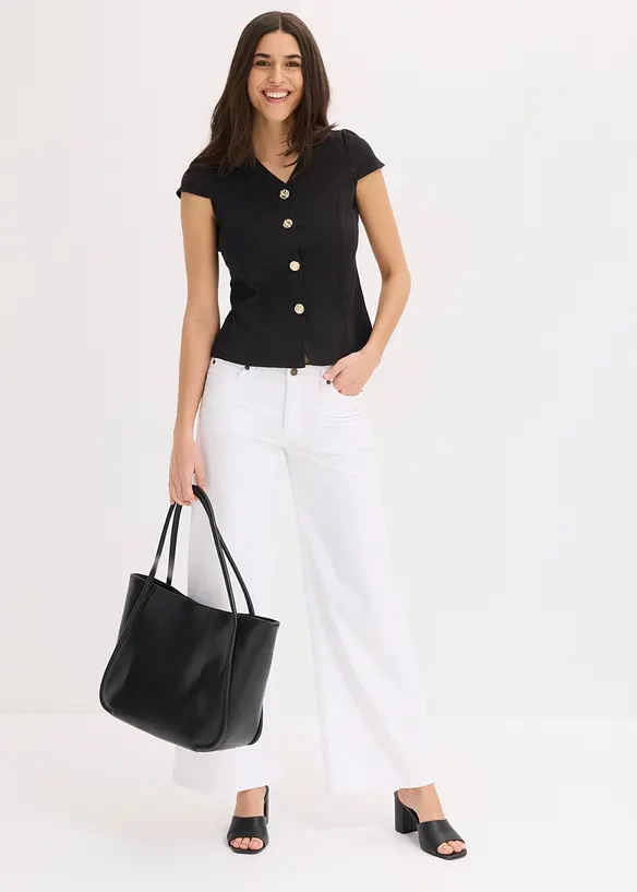 Blusa in cotone a maniche corte, bonprix