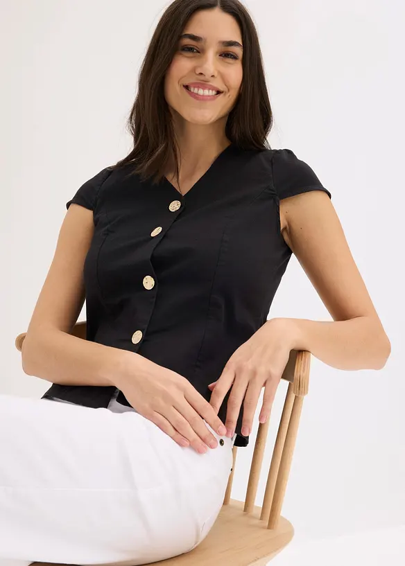 Blusa in cotone a maniche corte, bonprix