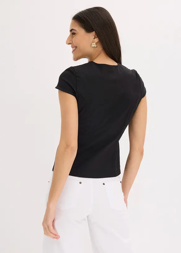 Blusa in cotone a maniche corte, bonprix