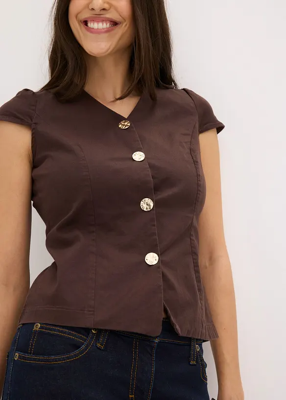 Blusa in cotone a maniche corte, bonprix