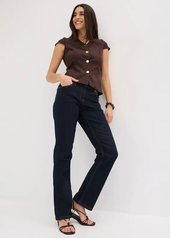Blusa in cotone a maniche corte, bonprix