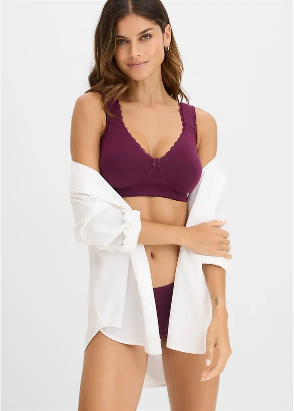 Reggiseno t-shirt minimizer senza ferretto con cotone biologico (pacco da 2), bonprix