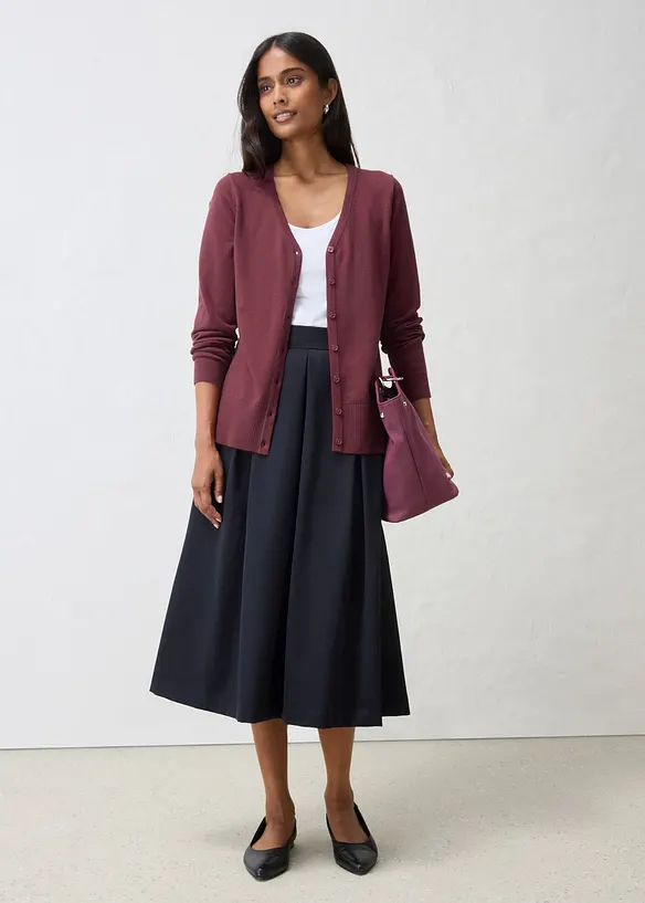 Cardigan in filato fine di misto lana morbido, bonprix