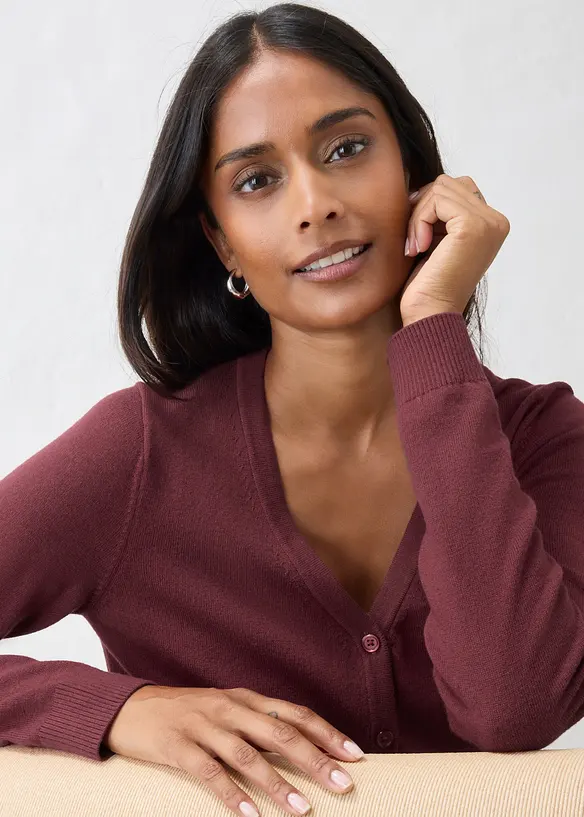 Cardigan in filato fine di misto lana morbido, bonprix