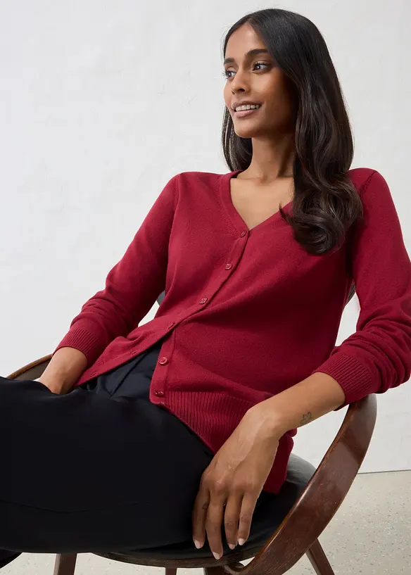 Cardigan in filato fine di misto lana morbido, bonprix