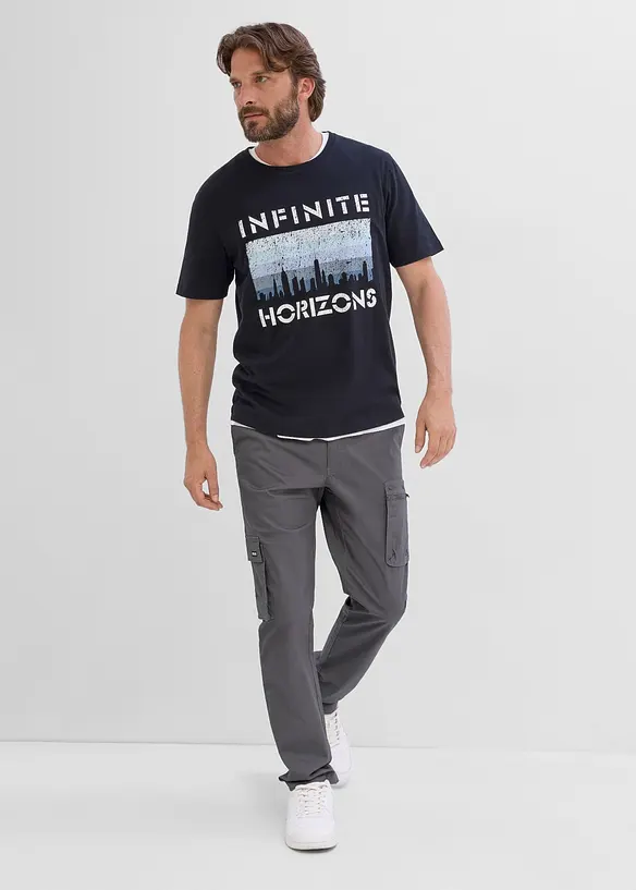 Pantaloni regular fit straight  elasticizzati con tasca per cellulare, bonprix