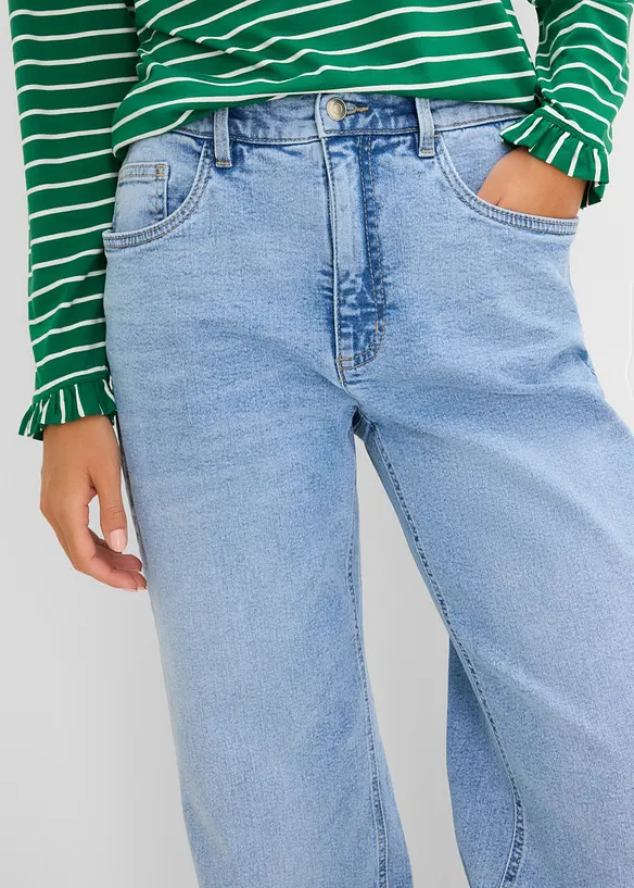 Jeans straight loose fit, vita alta, bonprix