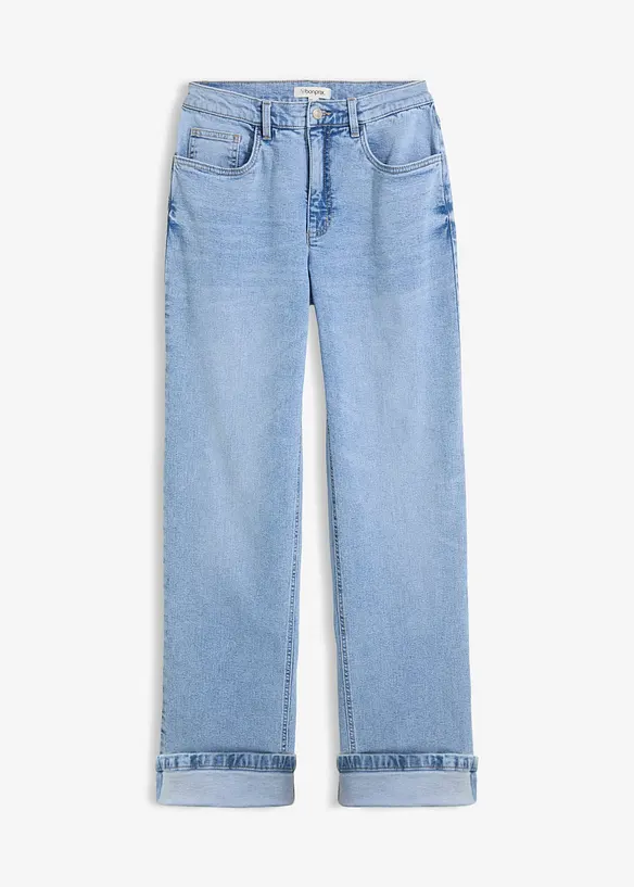 Jeans straight loose fit, vita alta, bonprix