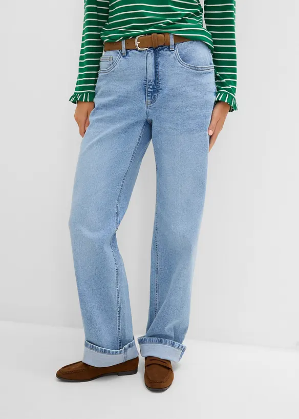 Jeans straight loose fit, vita alta, bonprix