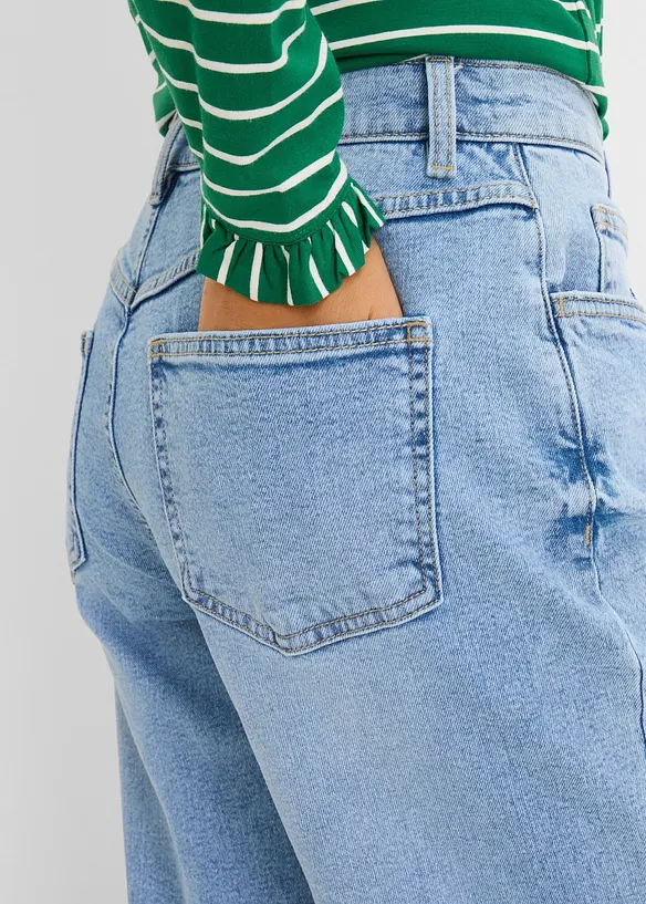 Jeans straight loose fit, vita alta, bonprix