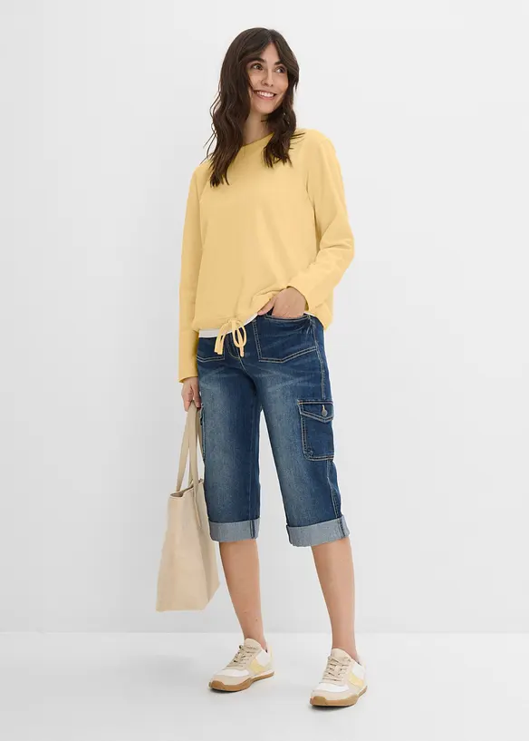Jeans cargo elasticizzati, vita media, bonprix
