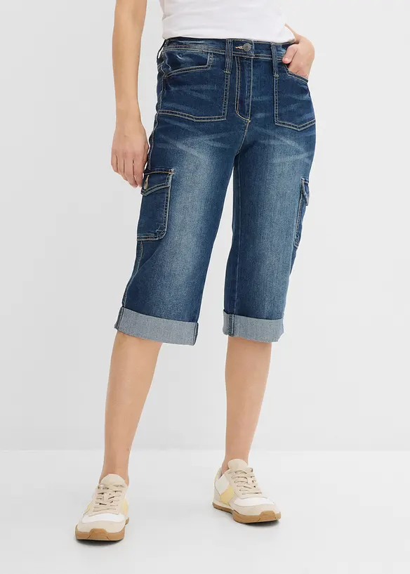 Jeans cargo elasticizzati, vita media, bonprix