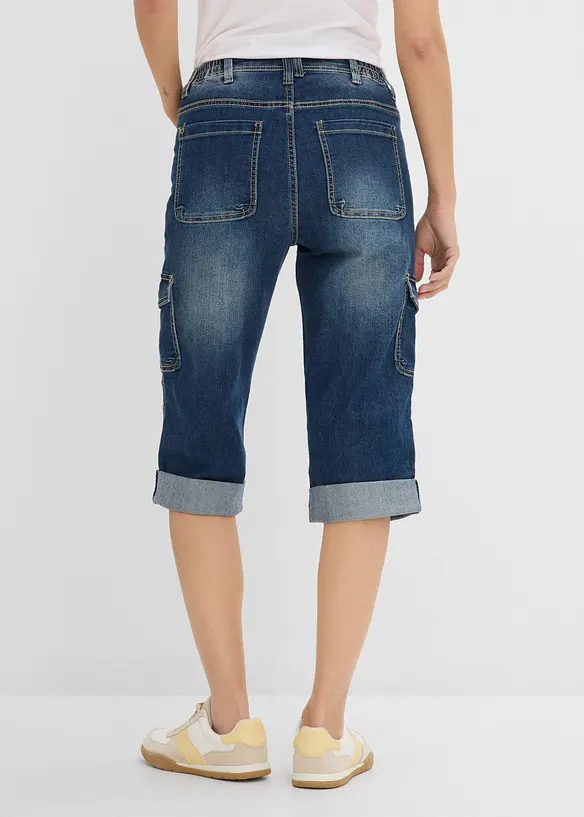 Jeans cargo elasticizzati, vita media, bonprix