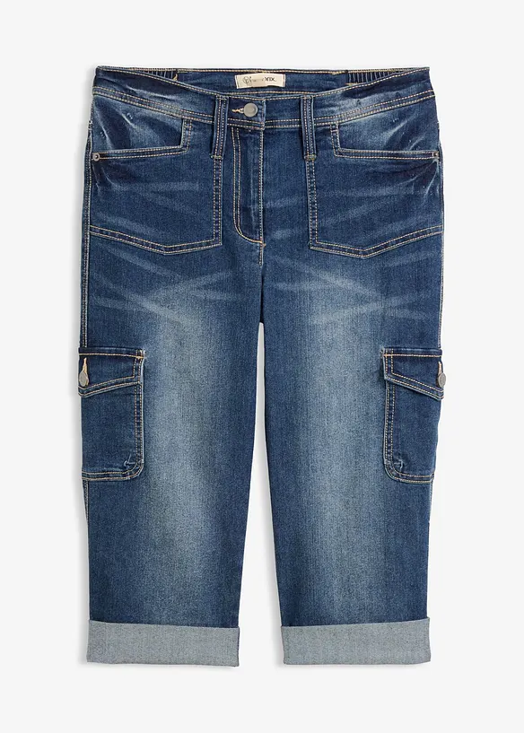 Jeans cargo elasticizzati, vita media, bonprix
