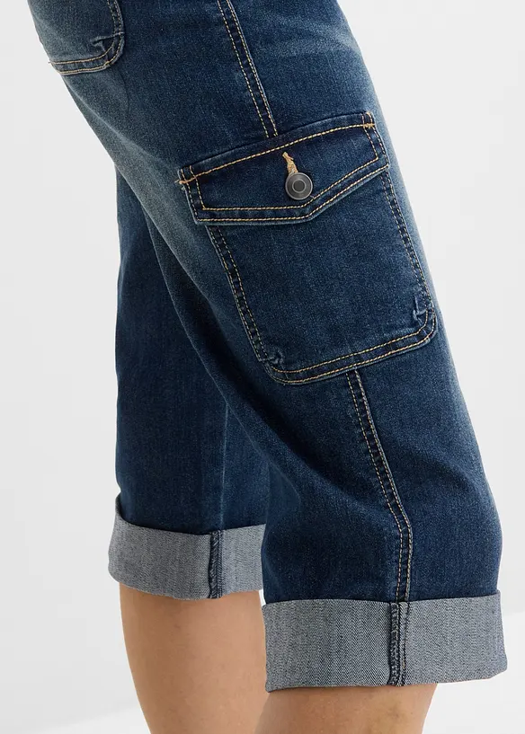 Jeans cargo elasticizzati, vita media, bonprix