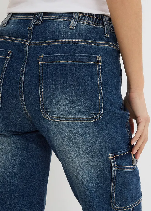 Jeans cargo elasticizzati, vita media, bonprix