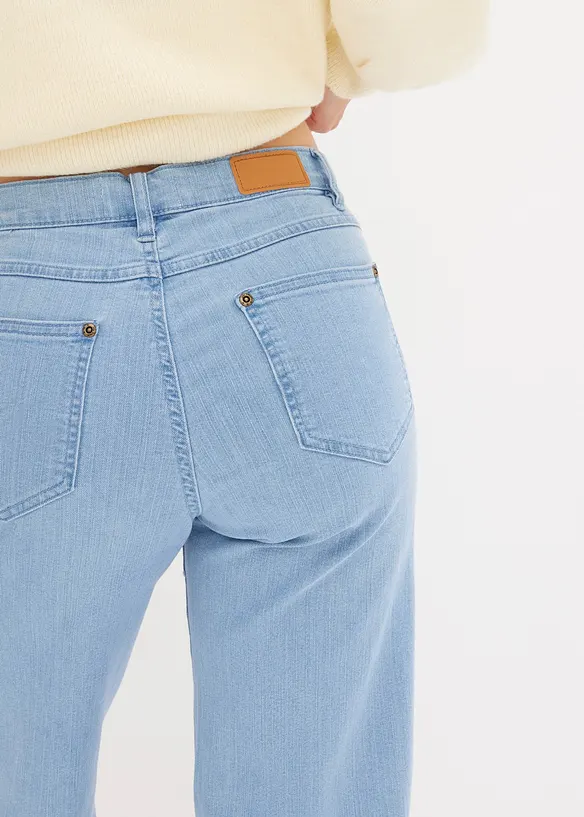 Jeans wide leg elasticizzati, vita media, bonprix