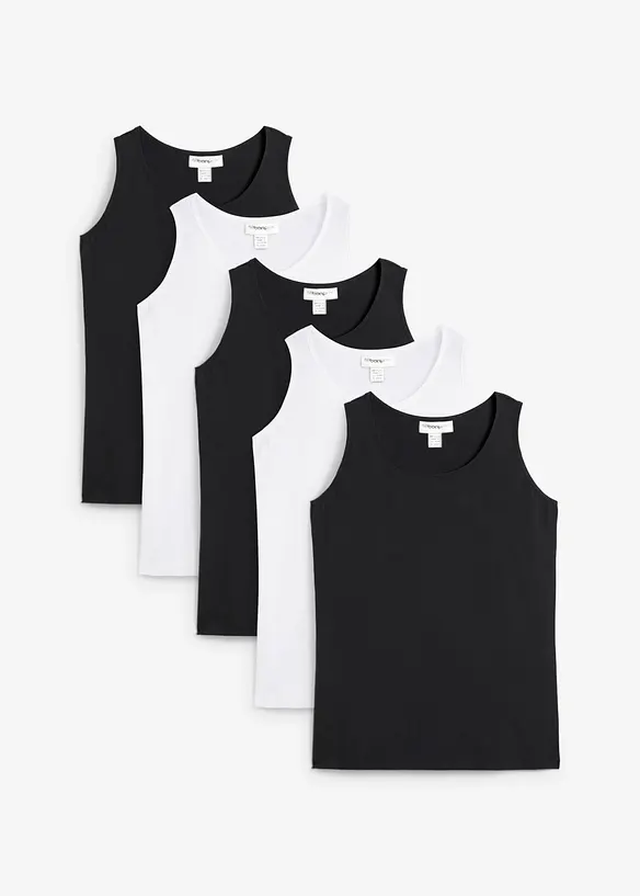 Top lungo in puro cotone (pacco da 5), bonprix