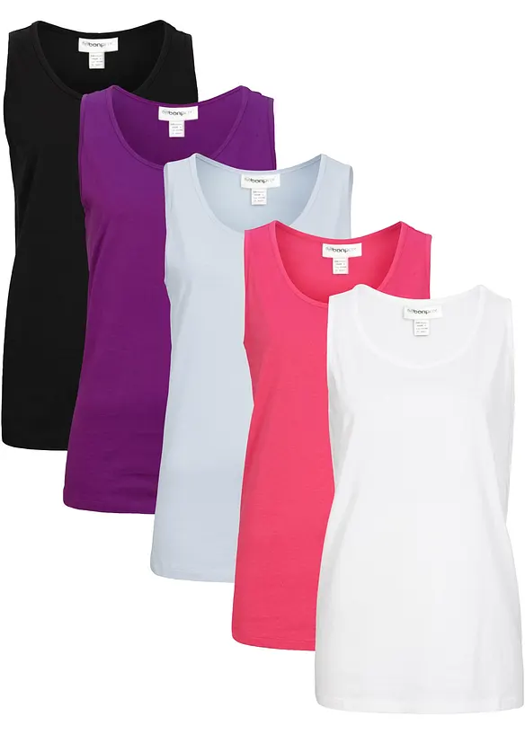 Top lungo in puro cotone (pacco da 5), bonprix