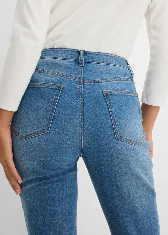 Jeans bootcut bavaresi con ricami, vita media, bonprix