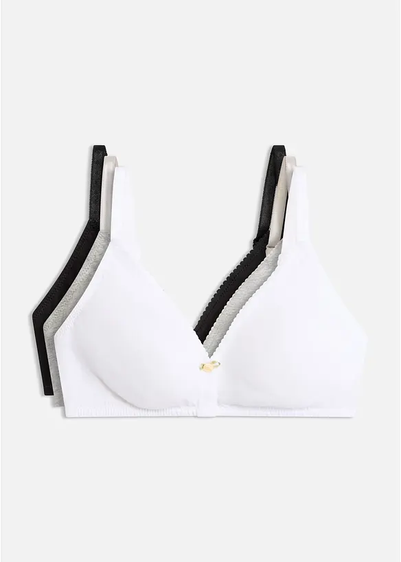 Reggiseno senza ferretto con cotone biologico (pacco da 3), bonprix