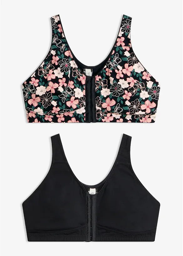 Reggiseno senza ferretto con chiusura anteriore e cotone (pacco da 2), bonprix