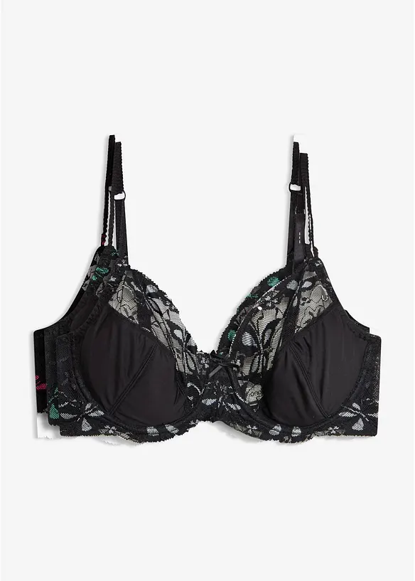 Reggiseno con ferretto e pizzo delicato (pacco da 3), bonprix