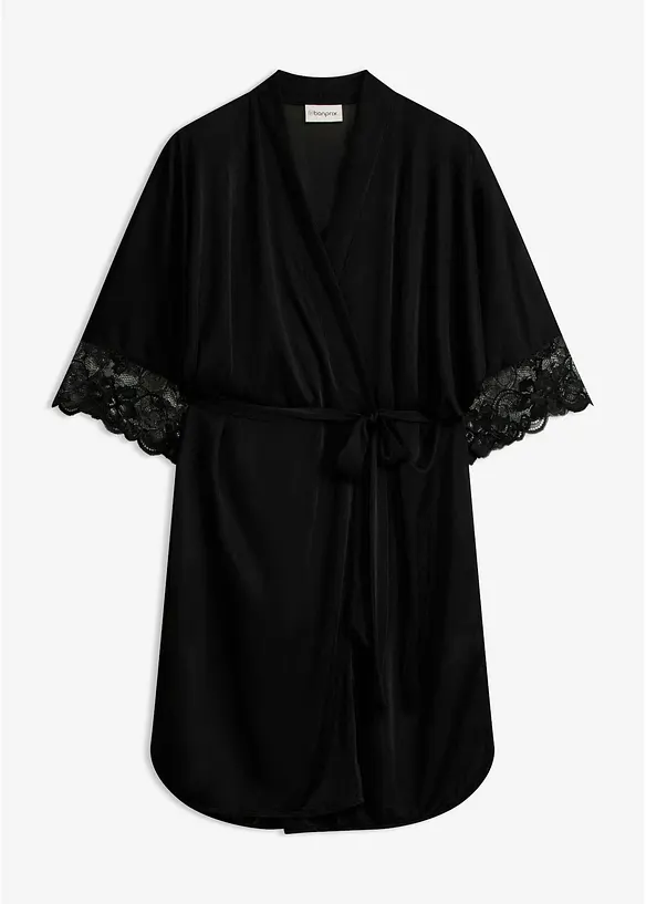 Kimono in satin con pizzo, bonprix