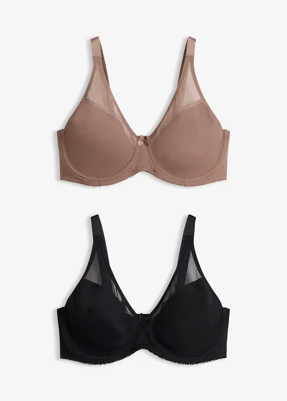Reggiseno con ferretto e mesh (pacco da 2), bonprix