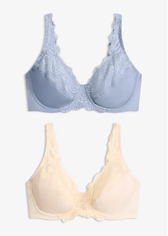 Reggiseno con ferretto e pizzo delicato (pacco da 2), bonprix