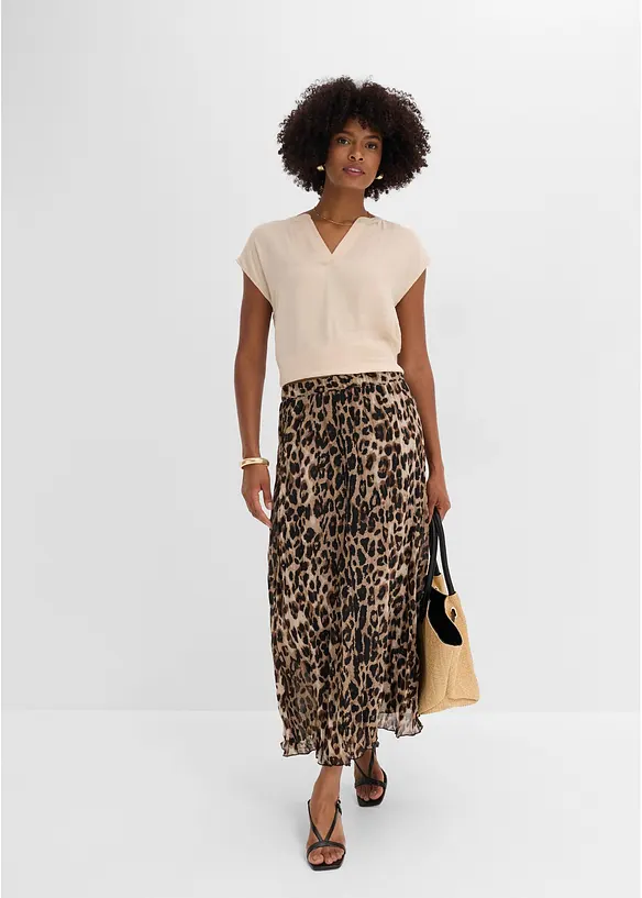 Gonna di chiffon con effetto crinkle, bonprix