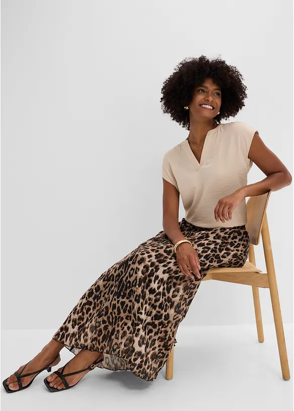 Gonna di chiffon con effetto crinkle, bonprix