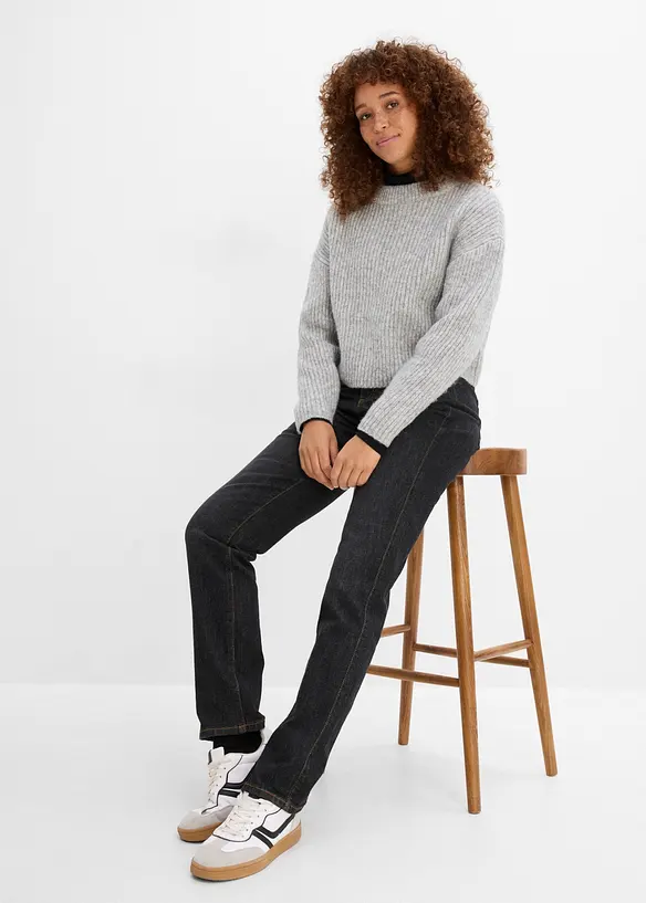 Jeans elasticizzati straight, vita media, bonprix