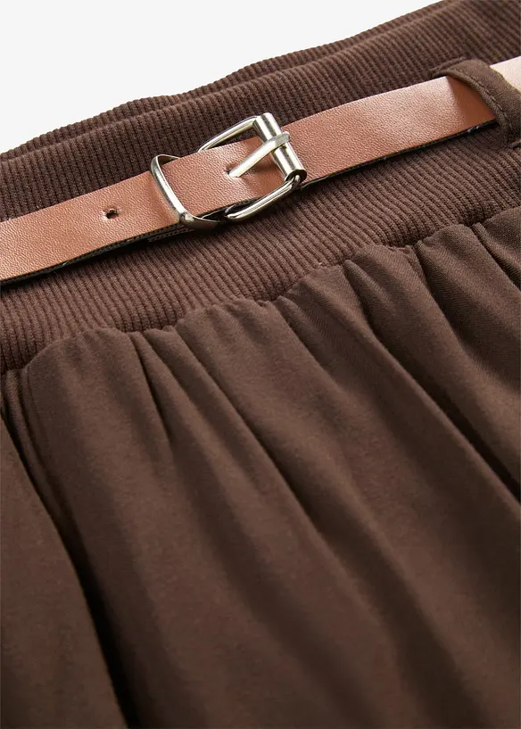 Gonna lunga in viscosa fluida con cintura (set 2 pezzi), bonprix