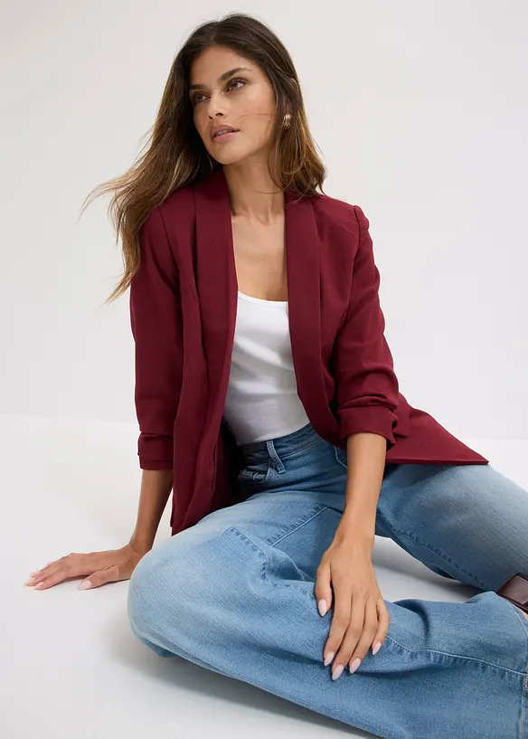 Blazer lungo con maniche drappeggiate, bonprix