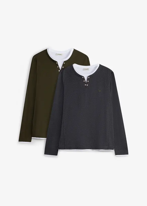 Maglia 2 in 1 a maniche lunghe (pacco da 2), bonprix