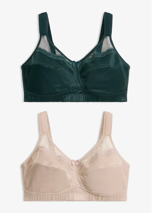 Reggiseno contenitivo senza ferretto con spalline imbottite (pacco da 2), bonprix