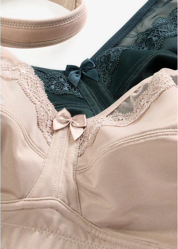 Reggiseno contenitivo senza ferretto con spalline imbottite (pacco da 2), bonprix